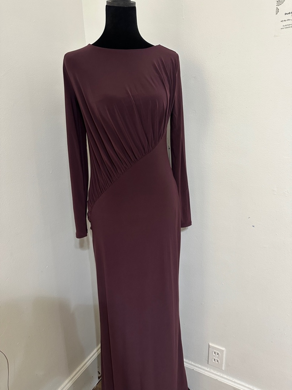 Women’s Long Sleeve Maxi Ruched Evening Dress